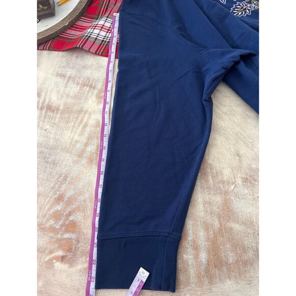 Woman Within Plus Size Navy sweatshirt with tan floral embroidering 3XL - Picture 6 of 6